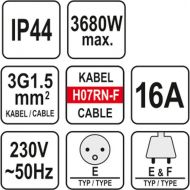 Prodlužovací kabel s gumovou izolací -  20 m, 3 zásuvky